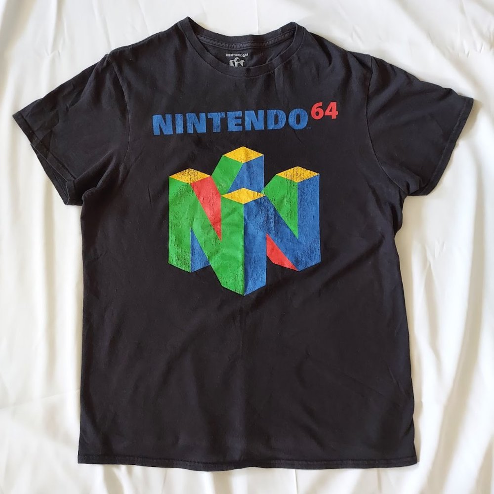Nintendo 64 Classic Logo Retro Vintage Graphic Short Sleeve T-Shirt Size Medium